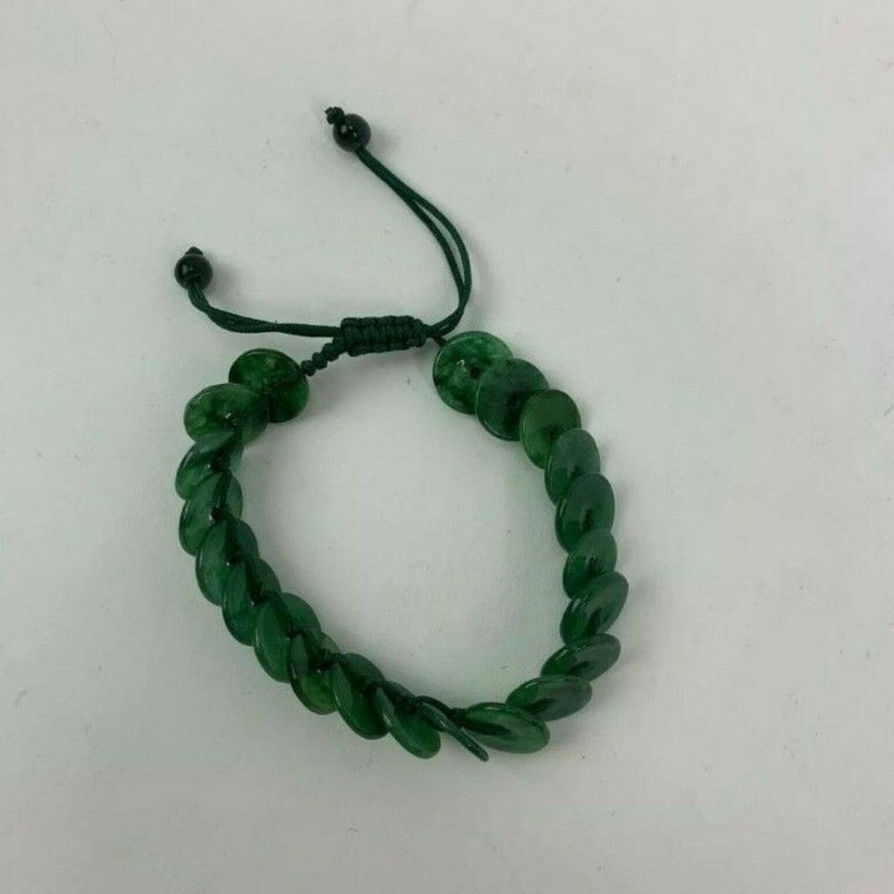 Green Agate Bi Pi Round Disc Shamballa Bracelet